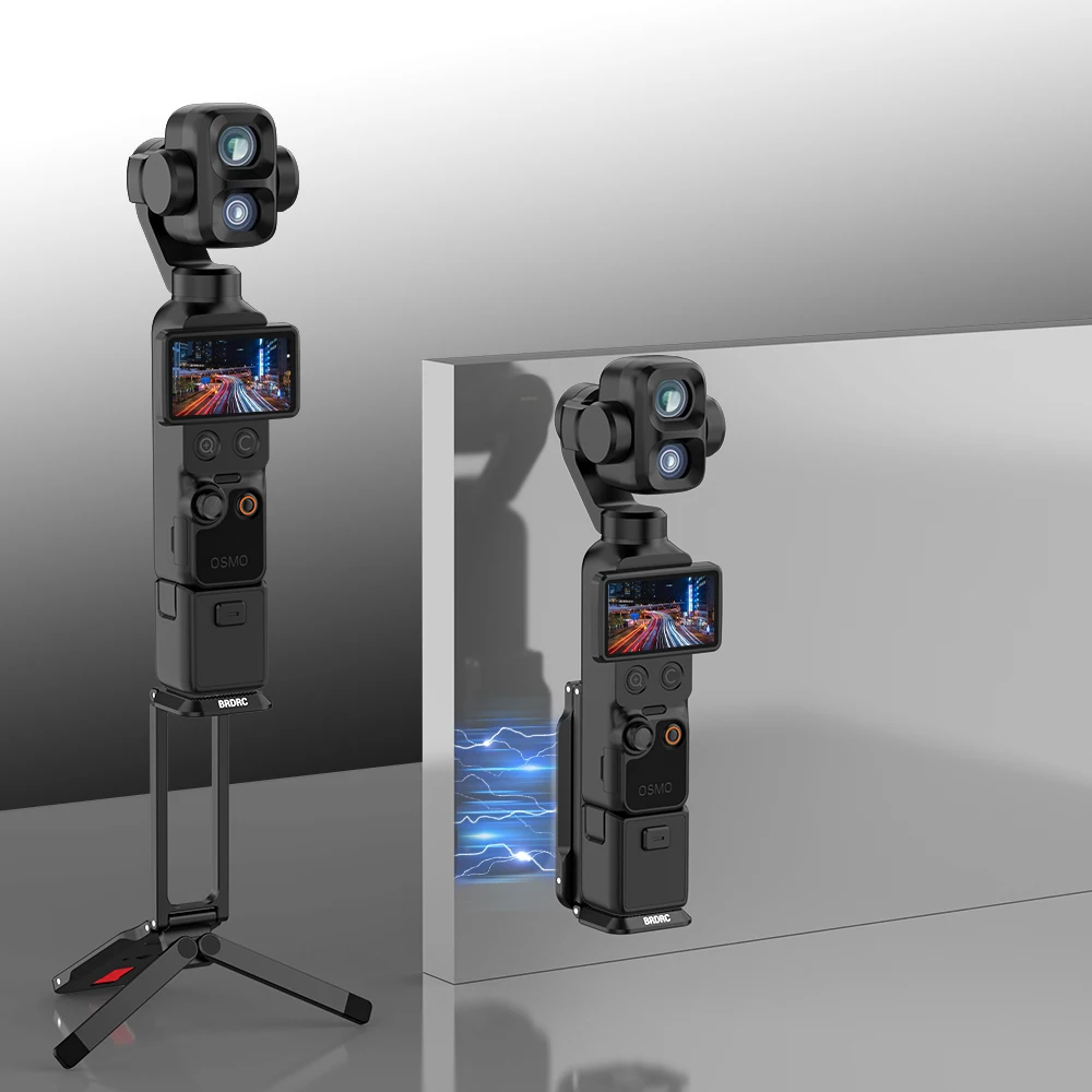 BRDRC Magnetisches Schnellwechsel-Stativ für DJI Pocket 4P/4/3/Insta360 Luna Ultra Faltbares Metall-Fotografie-Stativ mit Verstecktem Haken – Detail 13