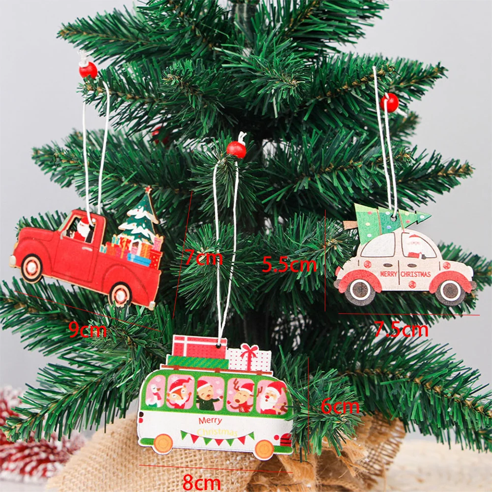 1SET Mix Style Christmas Wooden Ornaments Creative Wood Pendants Xmas Tree Ornament Home Party Decoration Kids Gifts DIY Craft