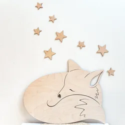 Ins Nordic Style Wooden Bear Wall Sticker Decoration for Children's Room Cartoon Animal Wall Decoration, Baby Photography Props
