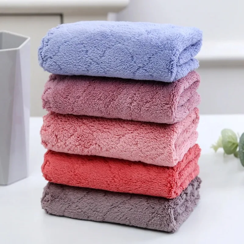 5-Pack 30x30cm Coral Fleece Dishcloths — Soft, Absorbent Hand Towels for Kitchen and Home Cleaning