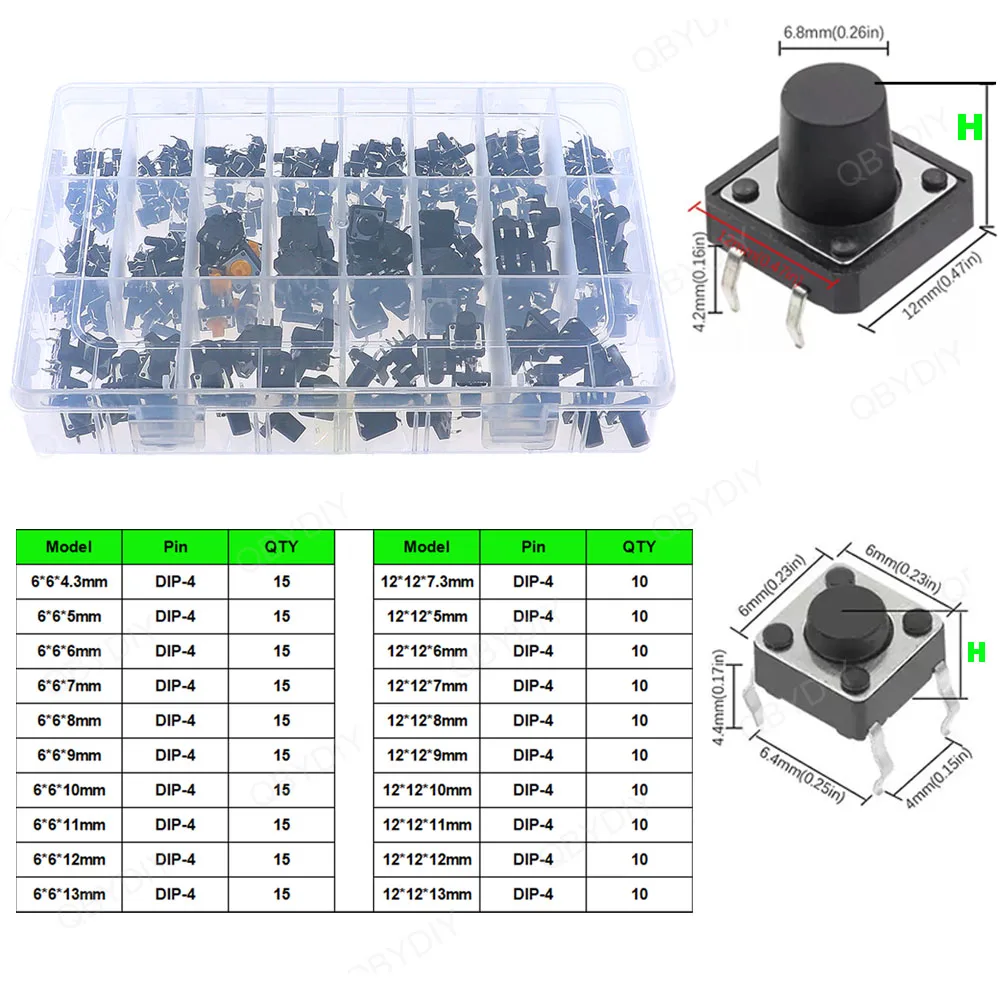 Switch Assorted Kit Micro Car Remote Control Touch Keys Button ON/OFF Mini Tactile Push Button Switch Travel Switch Dial Switch