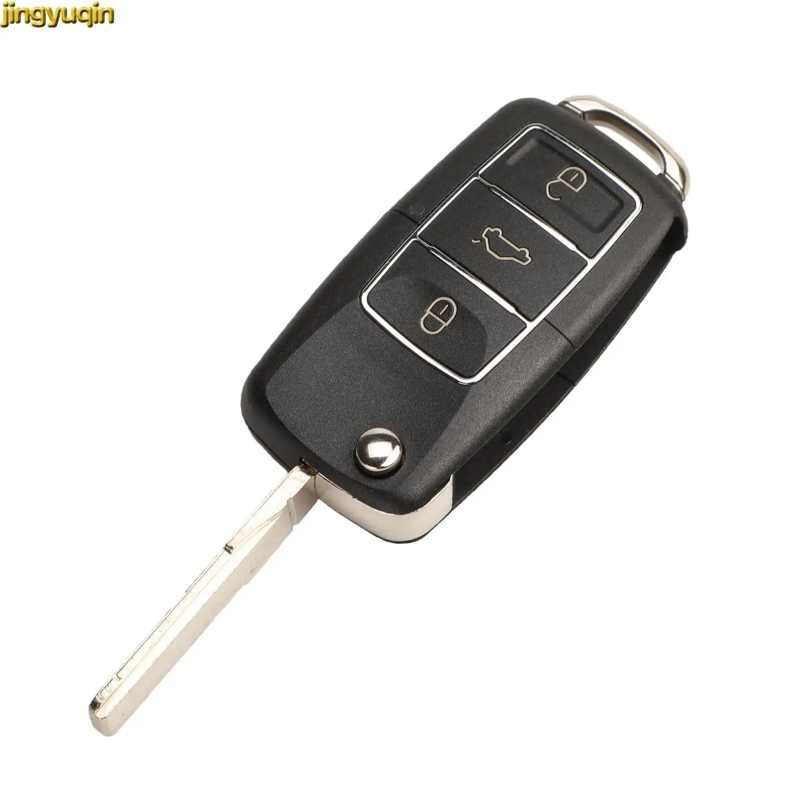 Jingyuqin Flip Remote Car Key Fob Shell With Cut Service For Volkswagen VW B5 Golf Polo Tiguan Golf Sagitar Skoda Seat 2/3/4BTNS