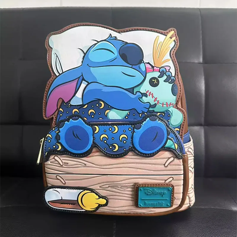 

2025 New Loungefly Disney Stitch Sleep printed backpack cute anime peripheral backpack children's leisure bag for children