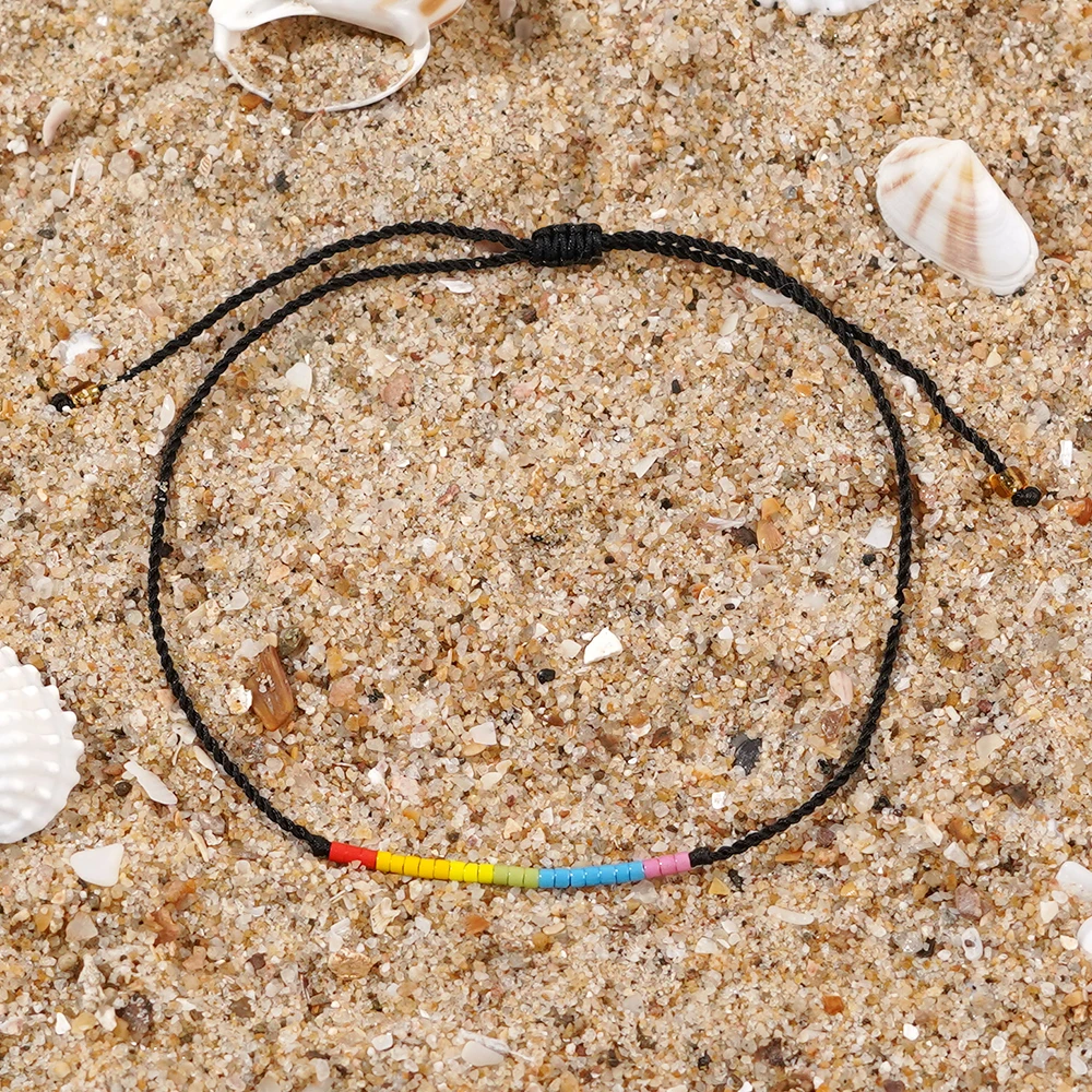 1PC Bohemian Jewelry Hawaiian Vacation Beach Multicolor Bracelet Adjustable Bracelet Glass Bead Pearl Women Bracelet