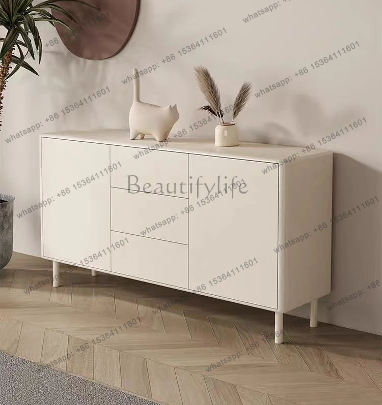 Modern cream style living room household paint round rectangular dining side cabinet bucket cabinet combination package