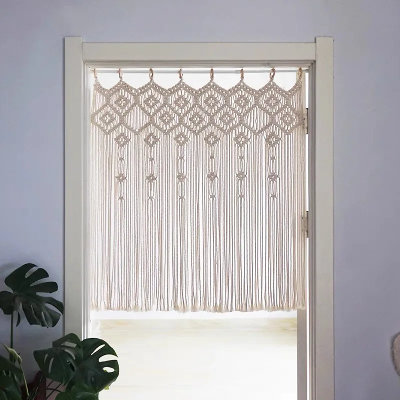 Bohemian Hand-woven Curtain Tapestry, Shortened Curtain, Fringed Line Curtain Tapestry, Without Wooden Rods
