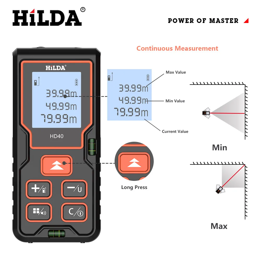 HILDA 40M 80M 100M Laser Rangefinder Handheld Electronic Rangefinder High-precision Infrared Level Measurement Room