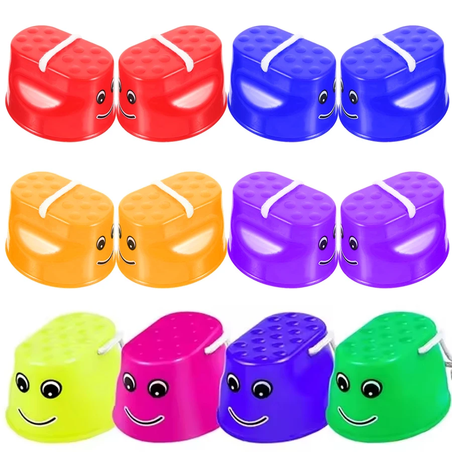 1 Par de Zancos de Plástico con Cara Sonriente, Equipo de Entrenamiento de Equilibrio para Exteriores, Juego de Zancos para Carreras de Relevos de Carnaval, Juegos de Equipo para Adultos al Aire Libre