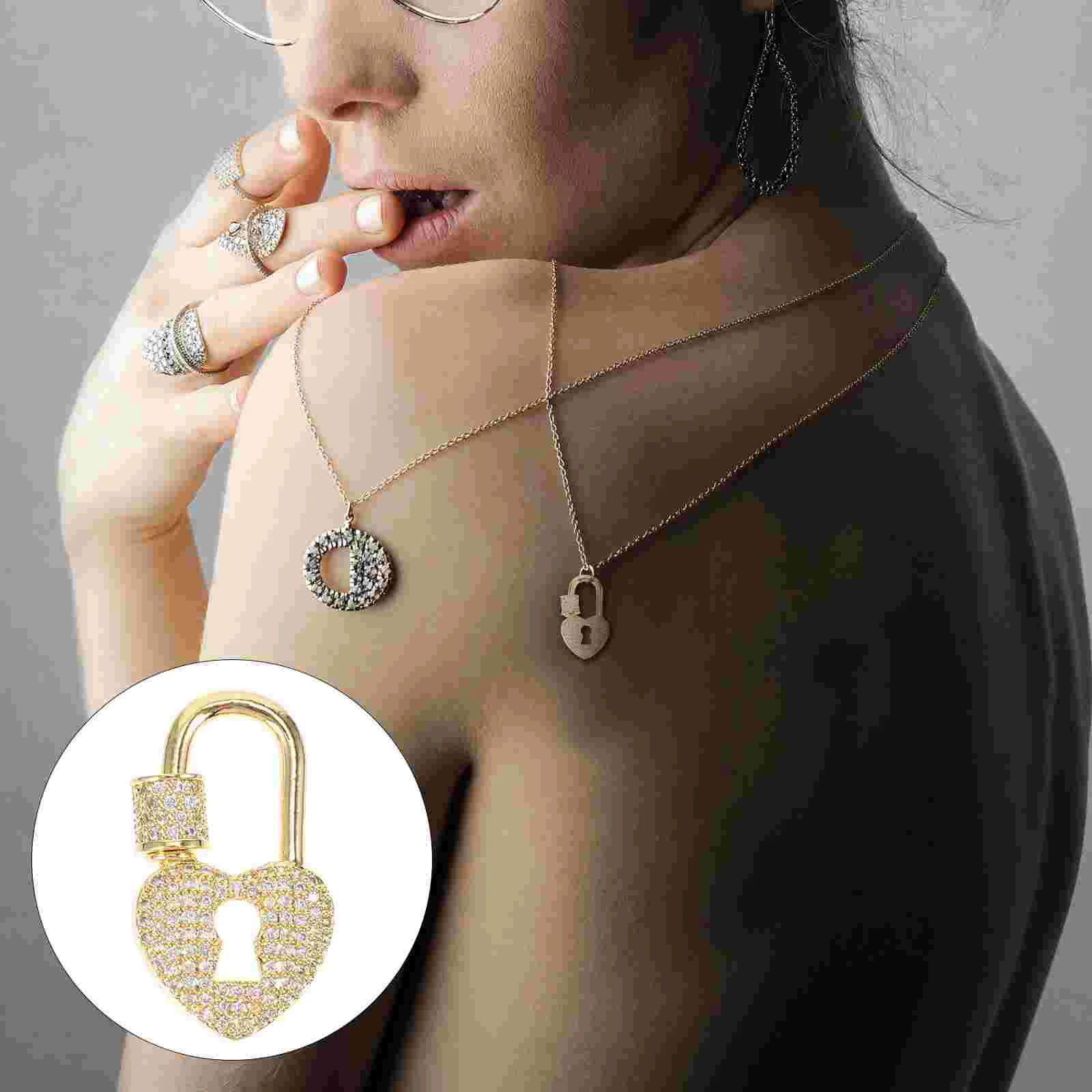 

Button Necklace Clasp European Accessories Smart Racks Copper Love Pendant Connector