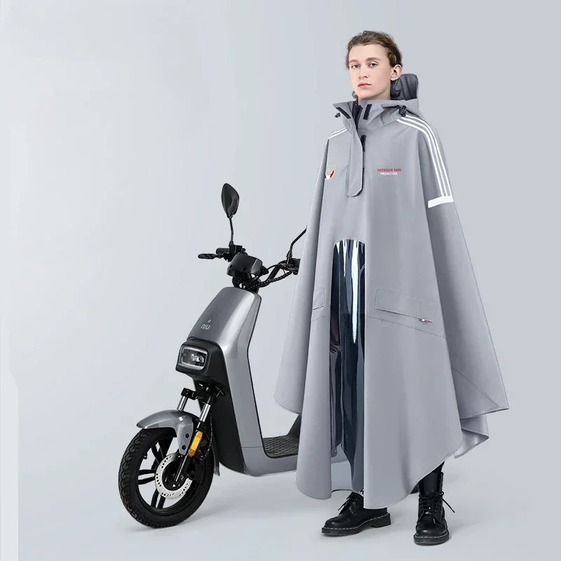 New Type of Raincoat for Electric Vehicles, Thickened Pongee TPU Outdoor Motorcycle Poncho for Adults