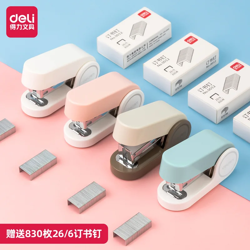 DELI Mini Stapler Set Stapling Machine with 800-1000 Pc Staples Office School Binding Supplies Manual Cute Stapler School Office
