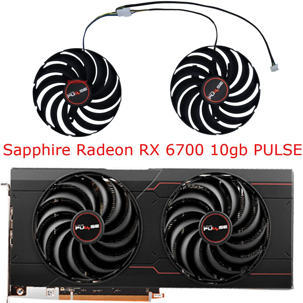 2Pcs/Set,FD9015U12S,Graphics Cards Fan,For Sapphire RX 6700 6700XT 6700 XT PULSE,Video Card Cooling,Replace FDC10H12D9-C