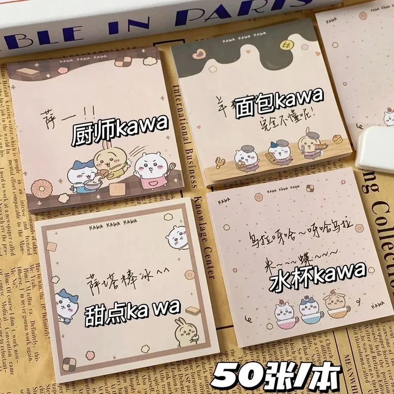 Chiikawa Cookie Theme Square Non-Sticky Memo Pads Cute Cartoon Character Blank Message Notepads Kawaii Journal Scratch Pads