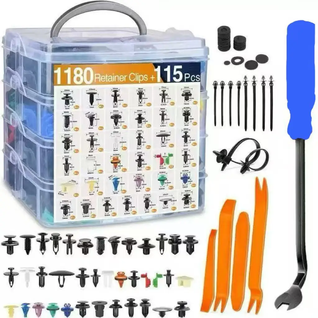 Image of 1295-teiliges Auto-Befestigungsset: Drucknieten, Stoßstangen-, Kotflügel-, Türverkleidungs- und Zierleisten-Clips – Universell für die meisten Autos
