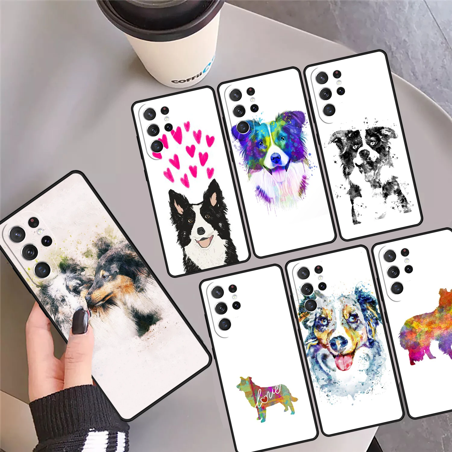 

Акварельный чехол для телефона Border Collie для Samsung Galaxy S24 S25 Ultra 23 S22 Plus S21 FE S20 Note 10 Pro Note 20