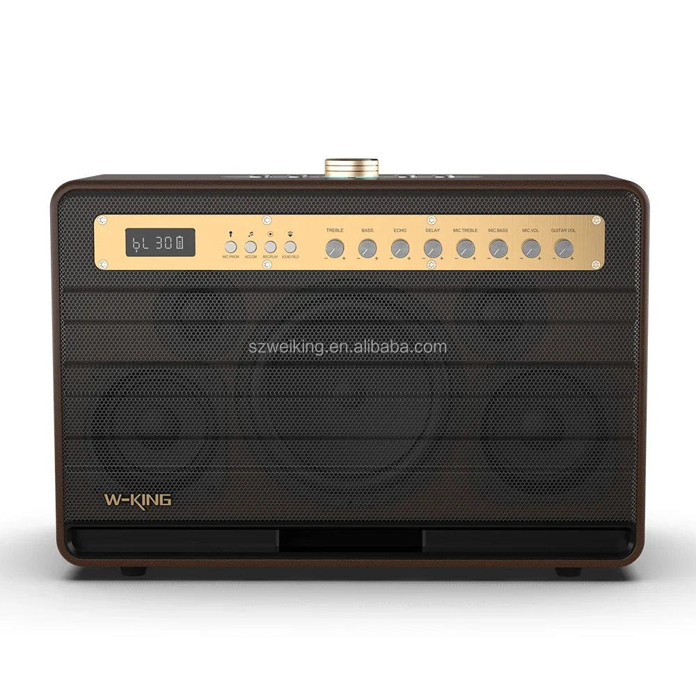 W-KING K6L Stereo Portable Guitar Bluetooth speaker with USB reader, with 2pcs microphones and remote control