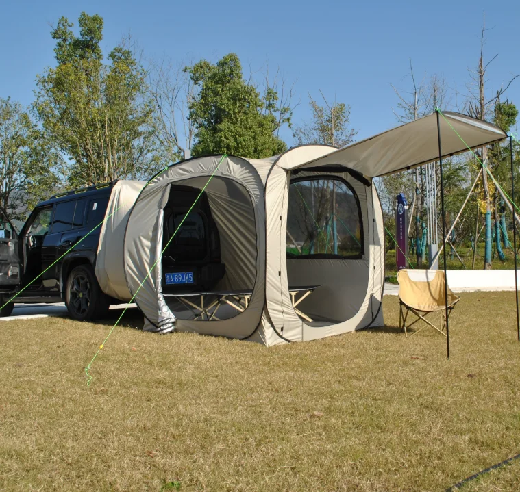 Car Tent Waterproof Tent, Car Tailgate Tent,Pop up Car Rear Tent, SUV Tents Connected to Vehicle Universal Fit