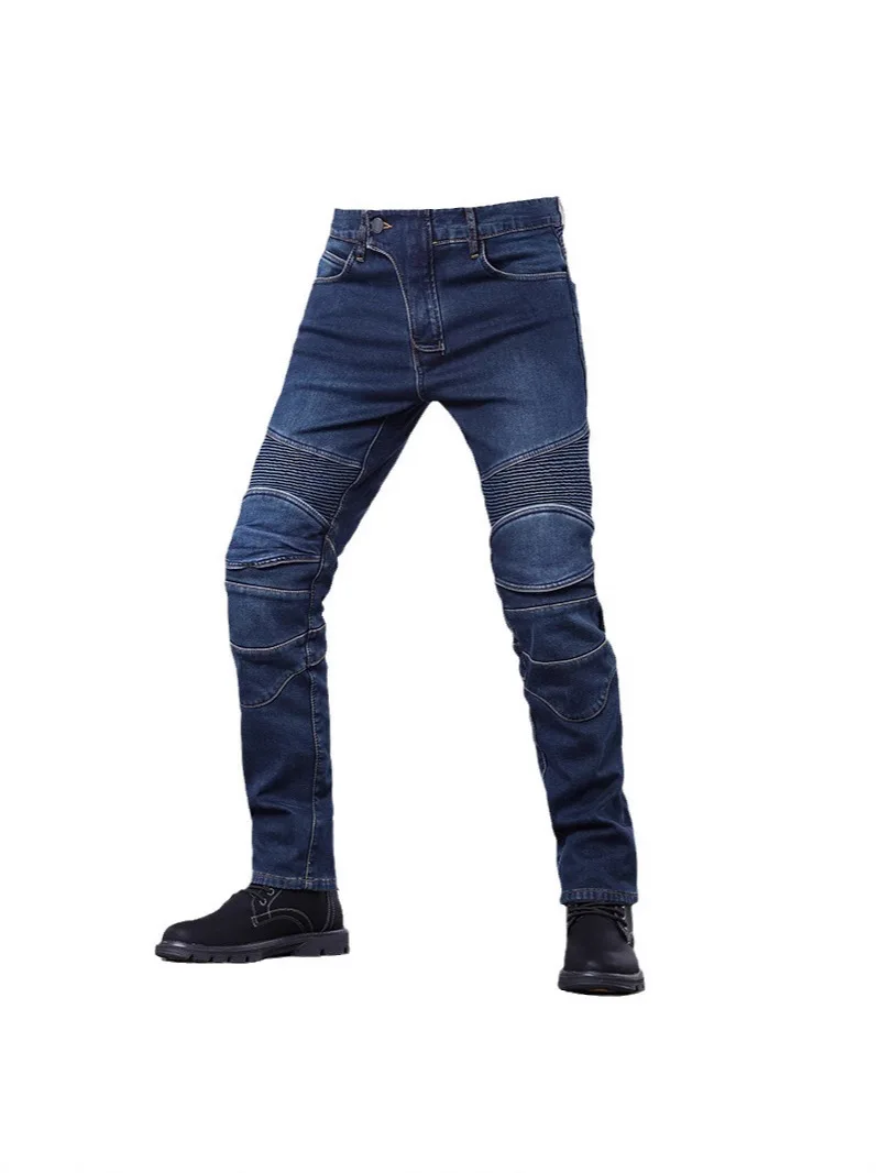 

Мужские защитные джинсы для езды на мотоцикле, прямые джинсовые брюки для уличных поездок на велосипеде и повседневная повседневная одежда