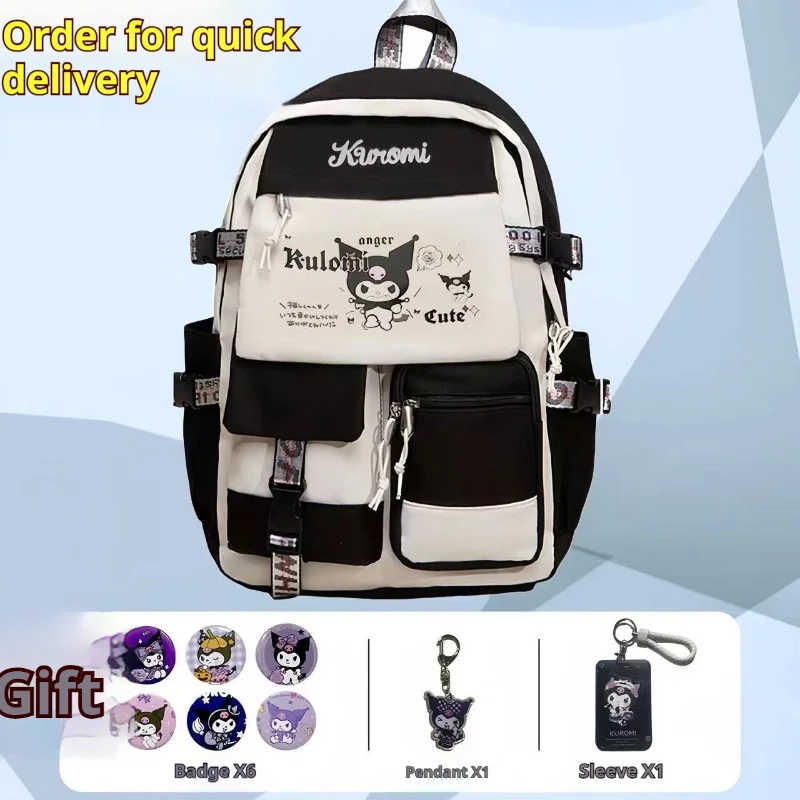 

45cm Sanrio New Anime Kuromi Backpacks For Children Kawaii Toys Mochilas Aestethic Bag Student Campus Backpack Boys Girls Gifts