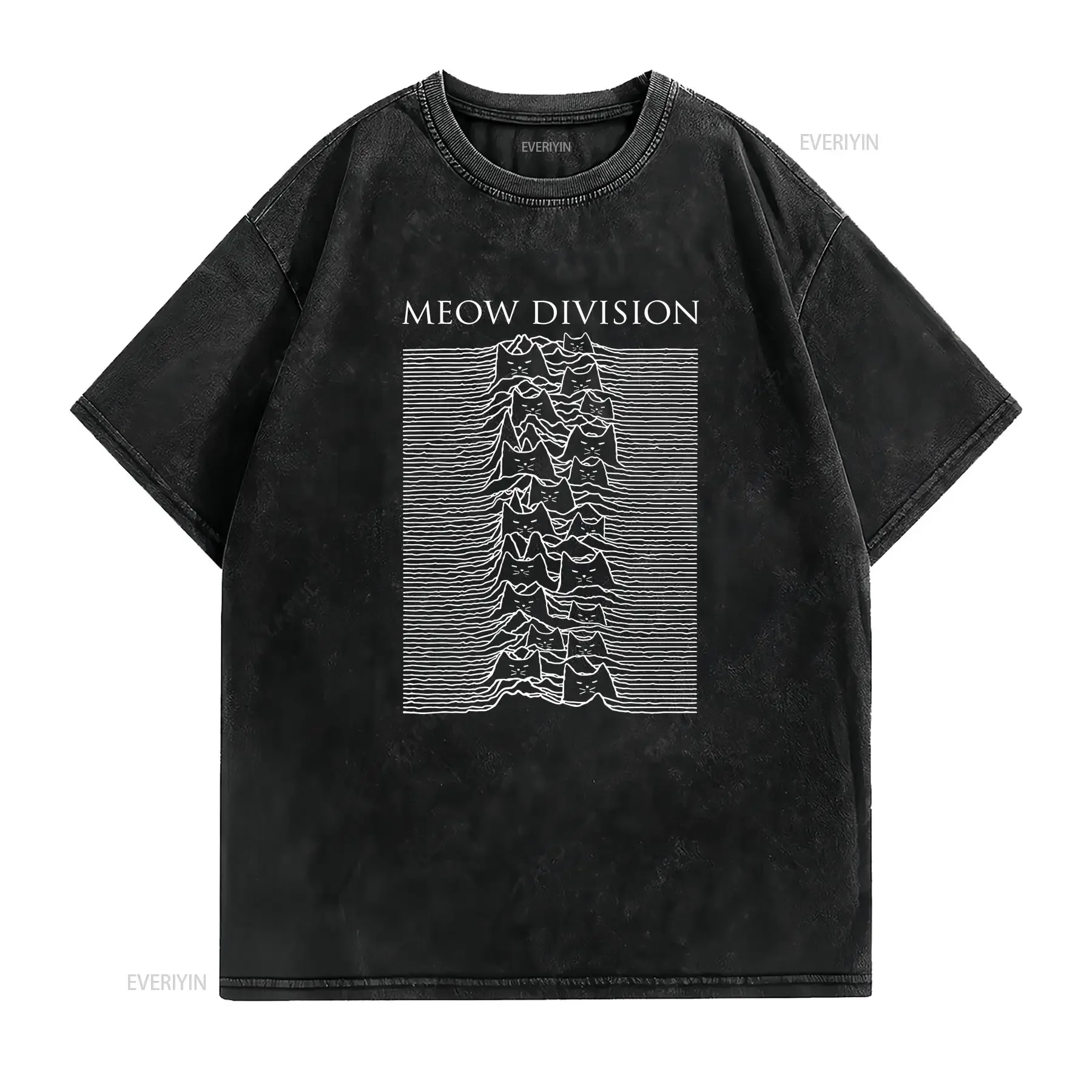 Gothicat T Shirt Meow Division vintage Washed Comfortable Casual Versatile fashion Stylish Top For Everyday Wear streetwear