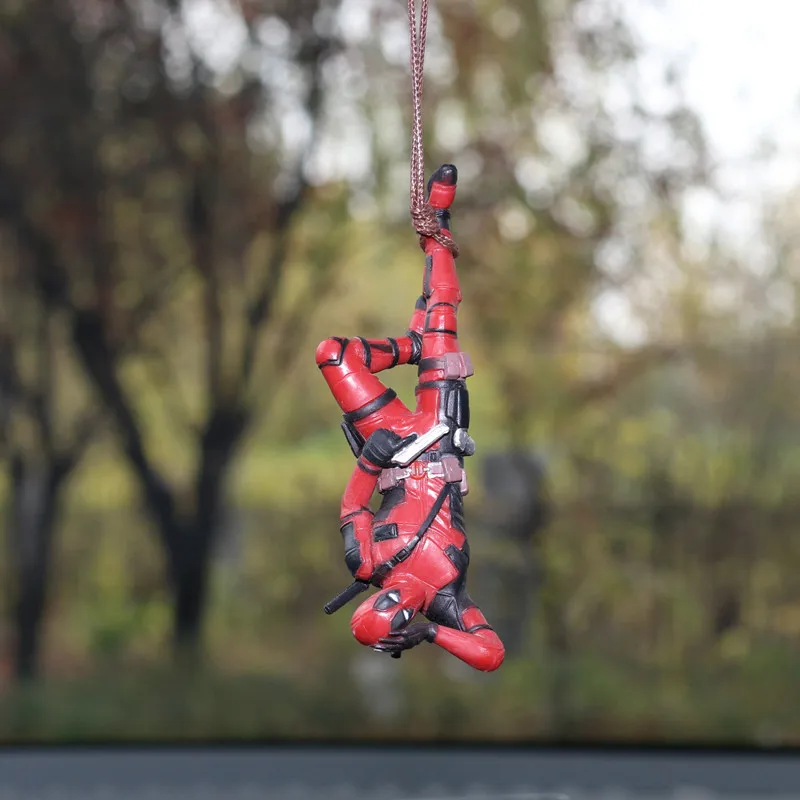 Deadpool Action Figures Ornaments Marvels Anime Car Rearview Mirror Pendant Bedroom Model Doll Hangings Decor Home Classic Toys