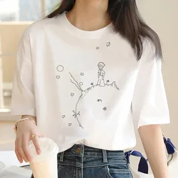 2024 New Popular T-shirt Little Prince Top Women's Street Animation T-shirt Fashionable Simple Cute Style Women's T-shirt