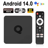 Q1 Android 14 TV Box 4GB 64GB 8K HDR Allwinner H313 Media Player 8G+128GB ROM WiFi6 BT5.0 Smart Set Top Box Voice Remote Control