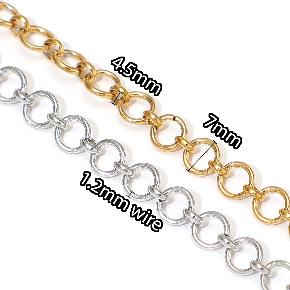 1 Meter Edelstahl O-Rolo-Kabelkette für DIY Herrenschmuck, Damenketten, Armbänder und Bekleidungszubehör – Detail 3