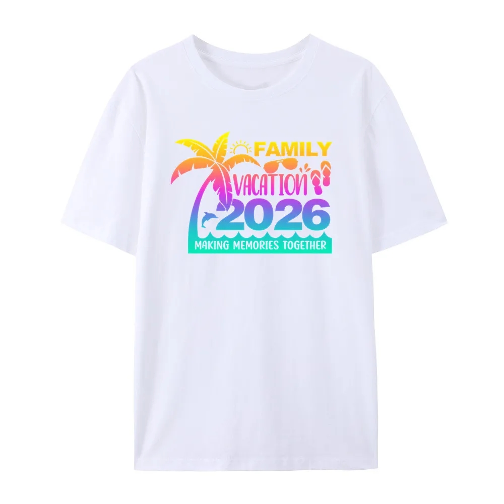 2026 Familien-Urlaubs-Partnerlook T-Shirt mit Tropischer Palmen-Grafik Kurzarm-Shirts für Eltern und Kinder Familien-Look Strand Reise – Detail 7