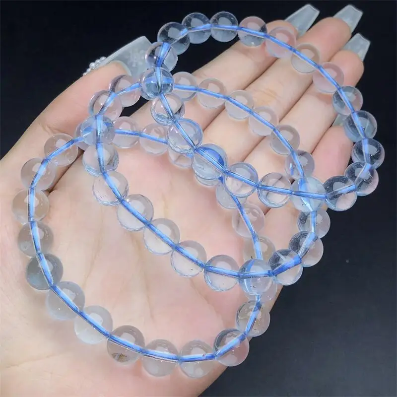 9MM Natural Blue Topaz Bracelet Fashion Reiki Gemstone Round Beads Bracelets Jewelry Couple Gift 1PCS