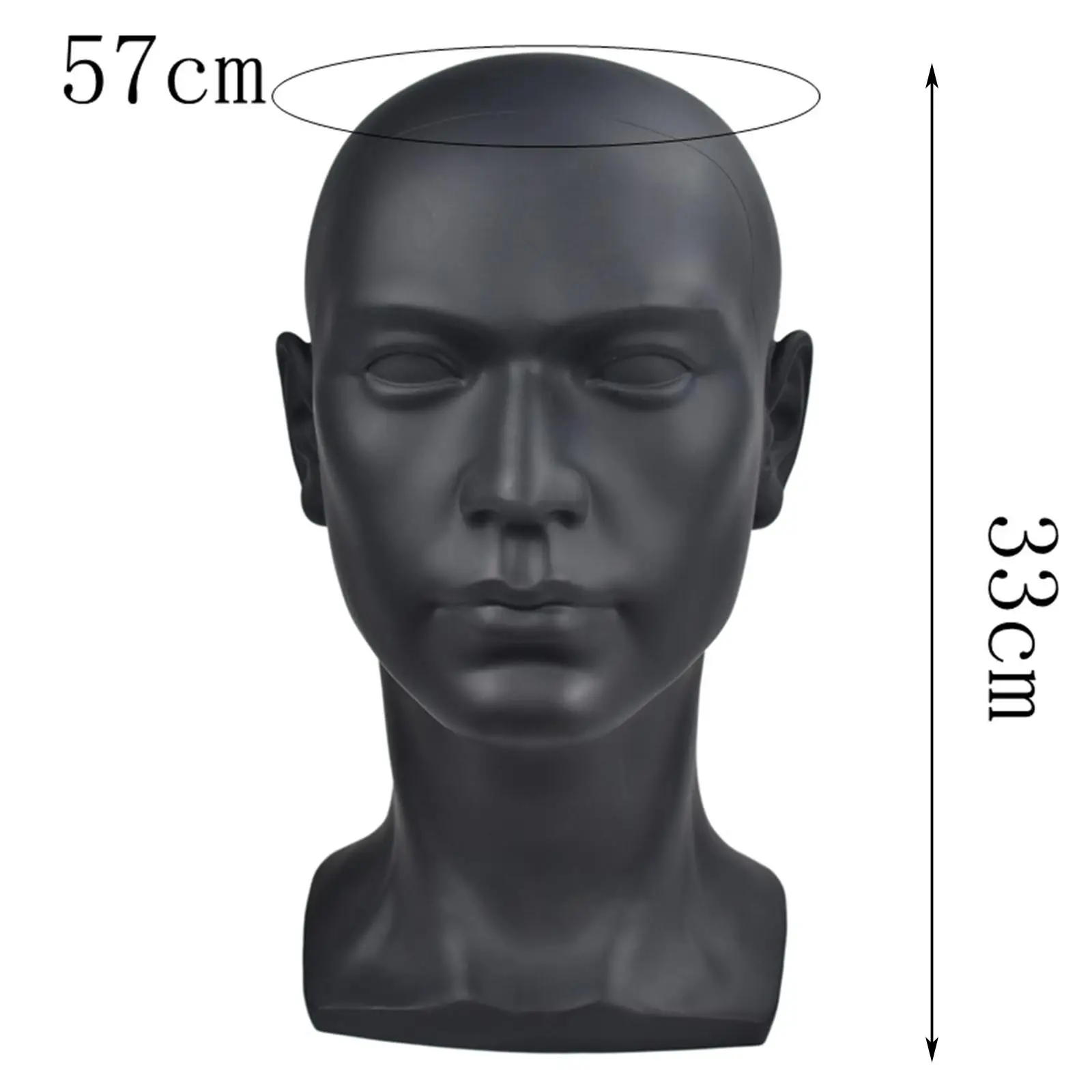 Male Mannequin Head Model, Circumference 57cm Headphone Jewelry Display Stand Durable Quality