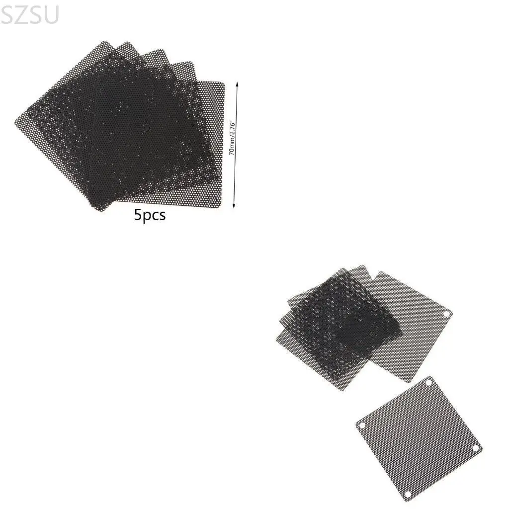 

SZSU 5x ПВХ вентилятор для ПК Пылезащитный фильтр для корпуса Компьютерная сетка 7 см Компьютер для чехла