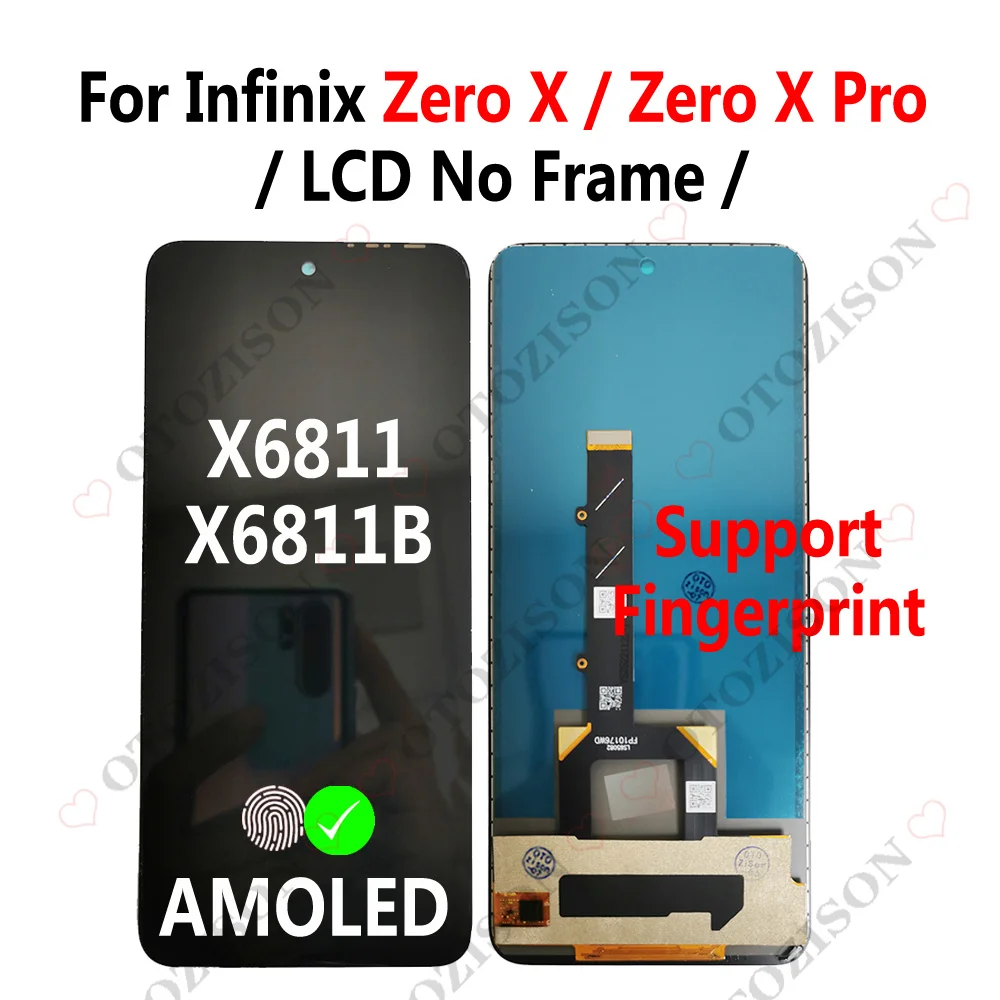 For Infinix Zero 5G X6815 Zero 20 X6821 LCD With Frame Display X XPro X6811 X Neo X6810 20 Zero 8 X687 8i Screen Touch Digitizer