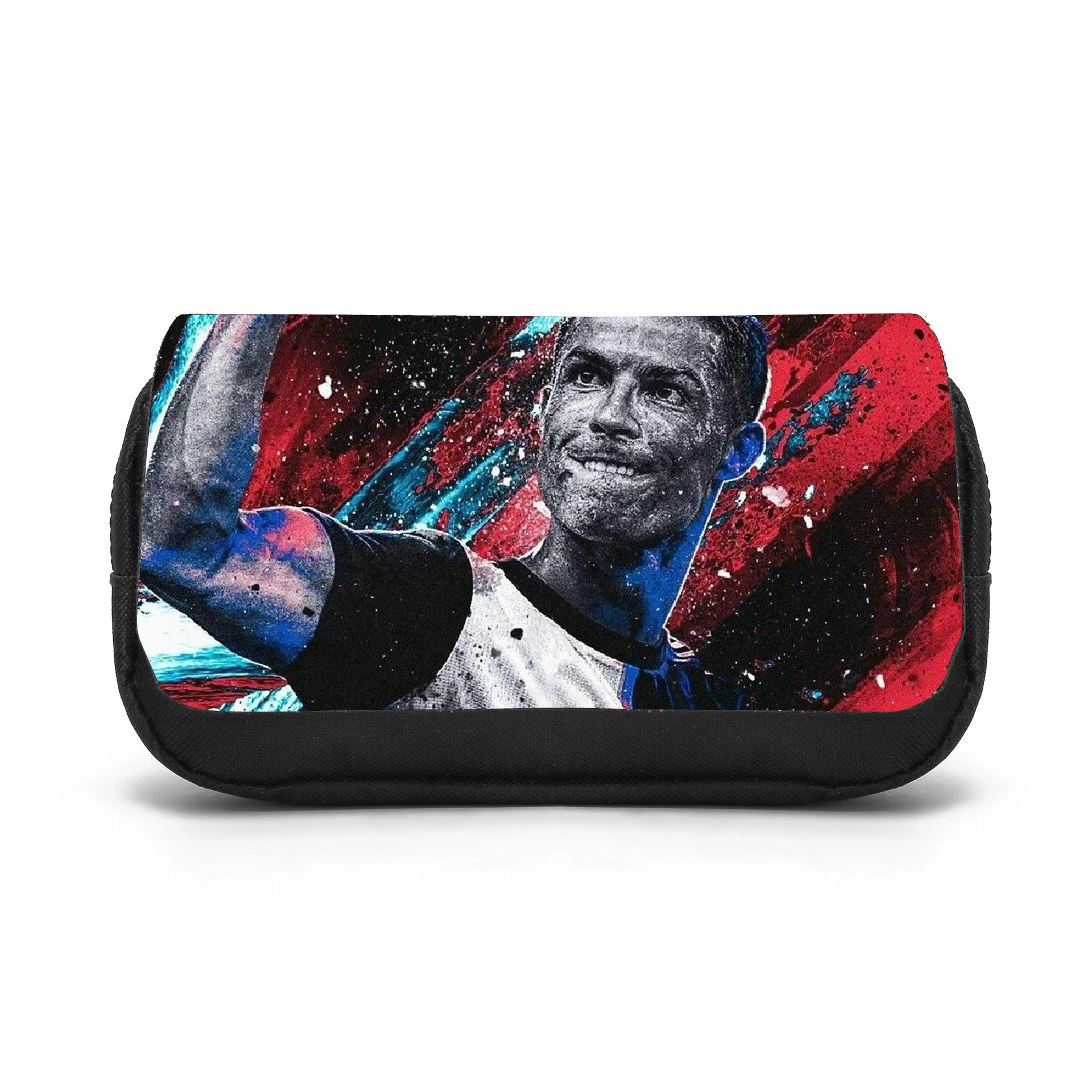CR Double layered Pencil Case Ronaldo for Boys Girls and Students Pen Bag Football Star Large Capacity Stationery Organizer Bag