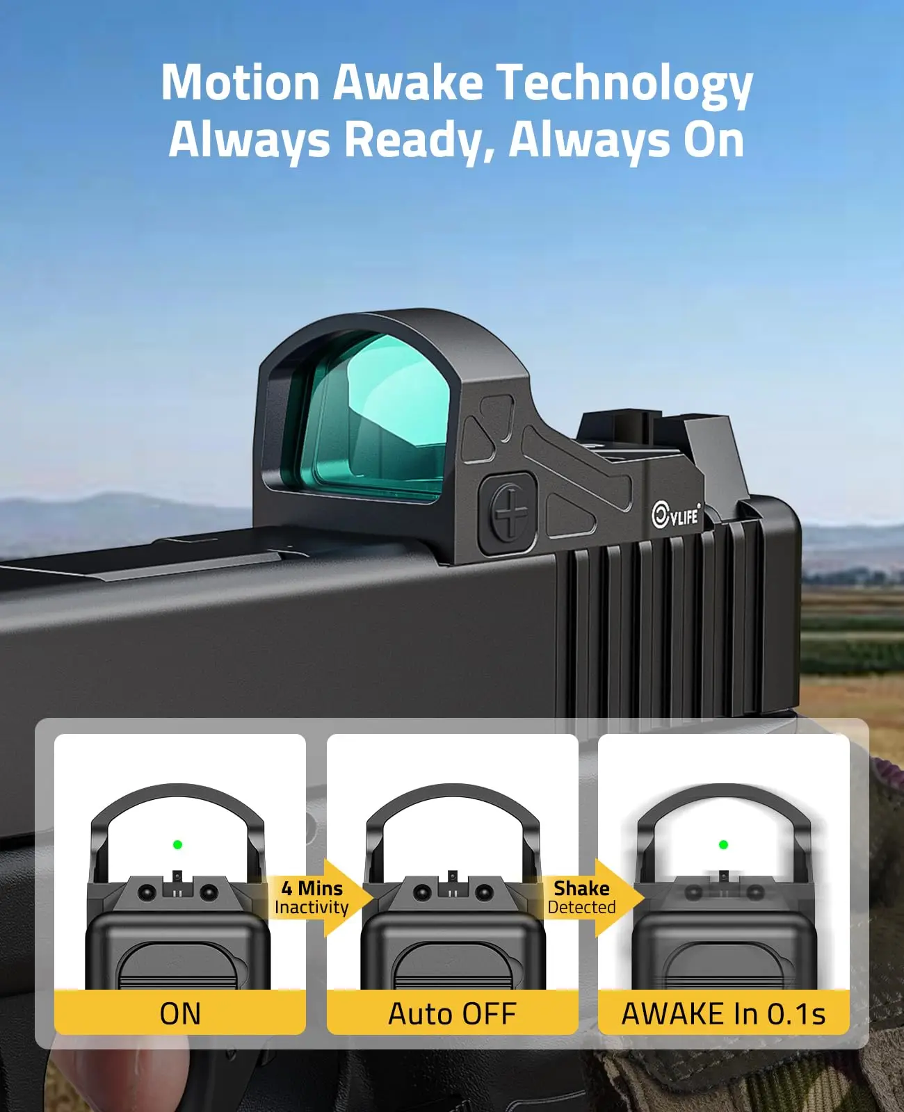 

CVLIFE Green Dot Sight 3 MOA Reflex Sights Low Profile & 24mm Len for Full-Sized Pistols Optics Adapter for MOS & 21mm Picatinny