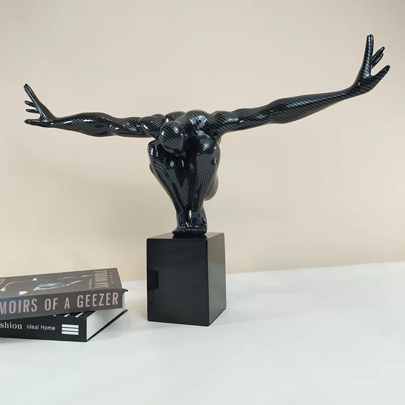 Modern Simple Soft Furnished Hotel Model Room Abstract Action Human Diving Muscle Figure Sculpture Home Decoration