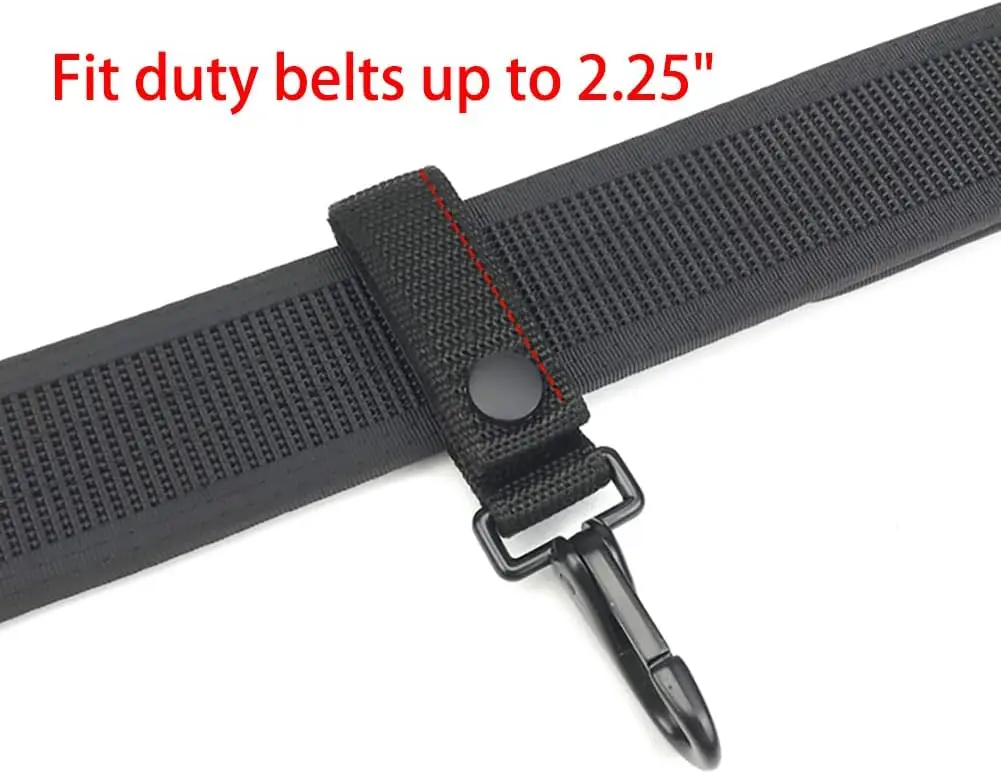 Police Heavy Duty Key Belt Keeper Clip Key Holder with Nylon Hook Strap & Strong Metal Snap & Key Clip Molle Keychain Organizer