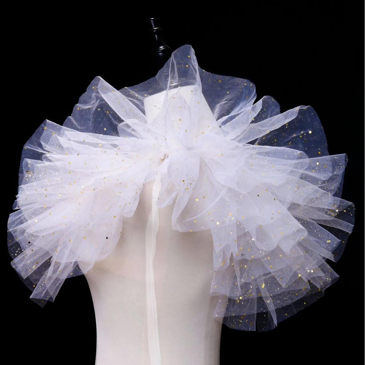 وشاح شبكي منتفخ للسيدات بياقة مزيفة وإكسسوارات الحفلات التنكرية وقلادة المهرجانات