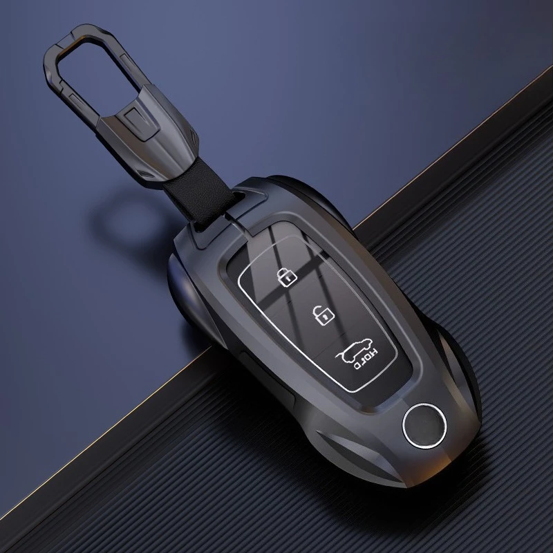 NEW Metal Car Key Case For Hyundai Performance Elantra GT Kona Santa Fe Veloster Smart Remote Protector Fob Cover Shell