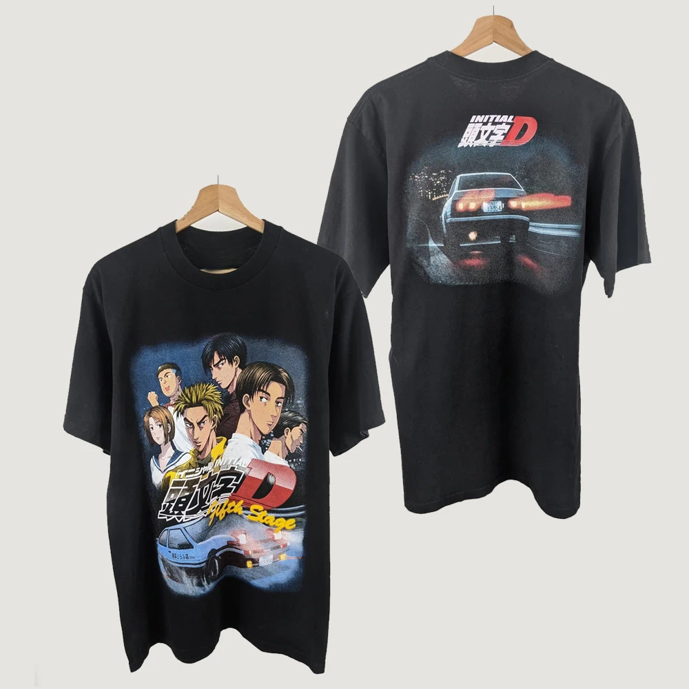 Summer Hot 1995 Initial D Comic Movie Collaboration Japanese Retro Vintage Print Short T-shirt