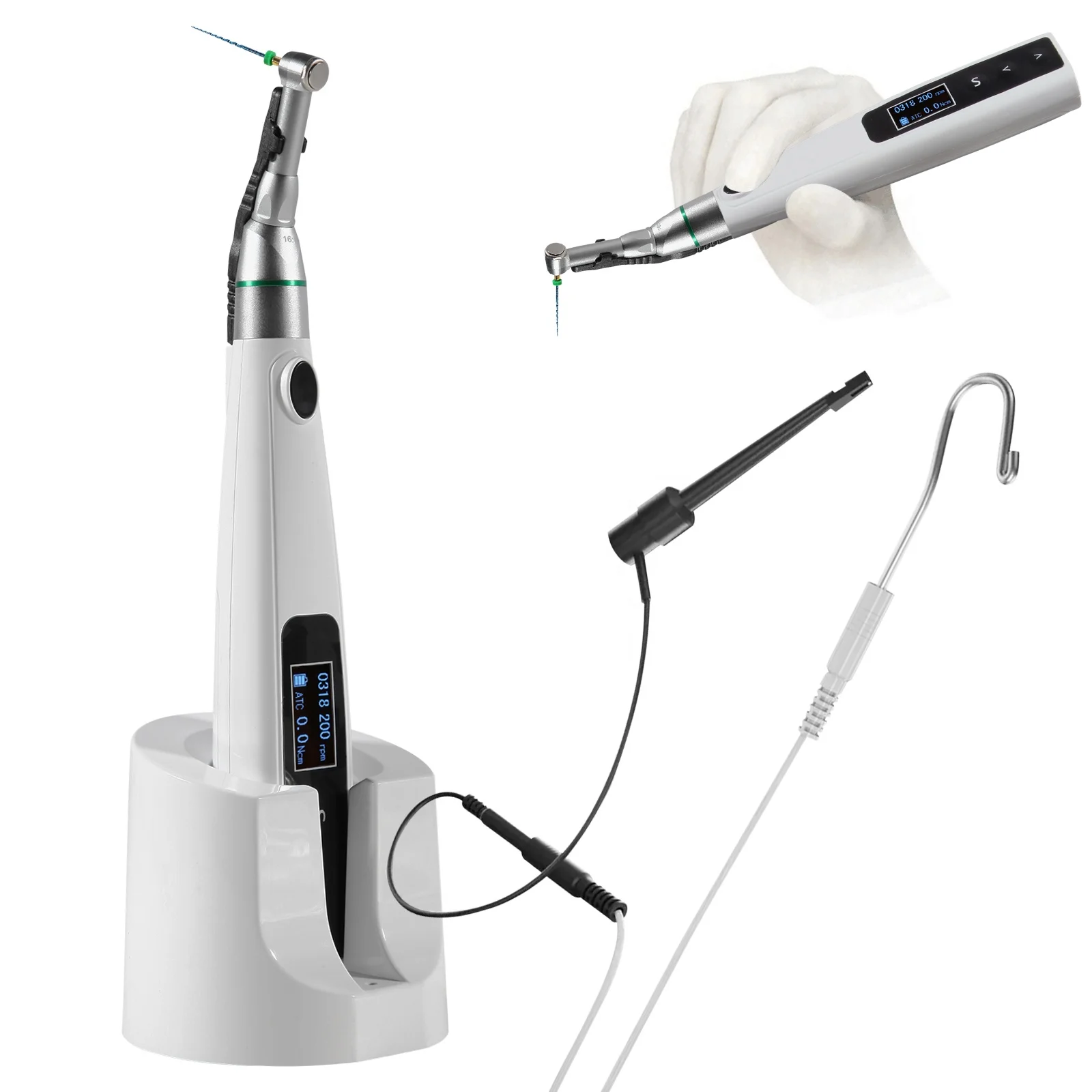 Nouvelle innovation! Pièce à main de canal radiculaire LED, traitement endodontique du moteur Endo, rapport 16:1, localisateur d'apex intégré, cordons 2 en 1