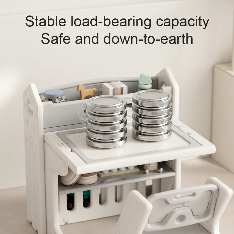 Children's study table 4 in 1 plastic activity table converted into building block play table art easel and folding bookshelf