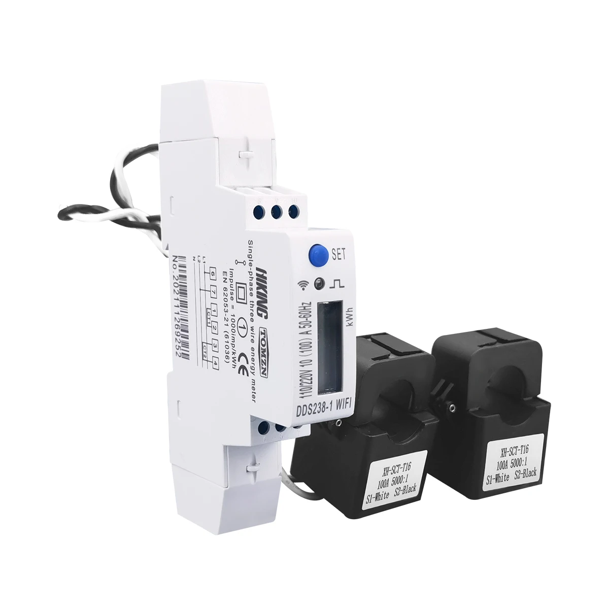 2 Phase 3 Wires 110V+110V 100A Din Rail 18mm Tuya WIFI Smart Energy Meter Power Consumption Monitor kWh Meter Wattmeter