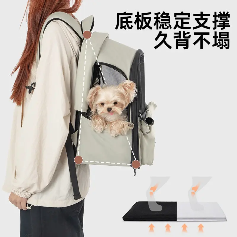 Pet Out Cat and Dog Backpack, Expandable Brim, Large Capacity Foldable Lightweight Breathable Dog Bag