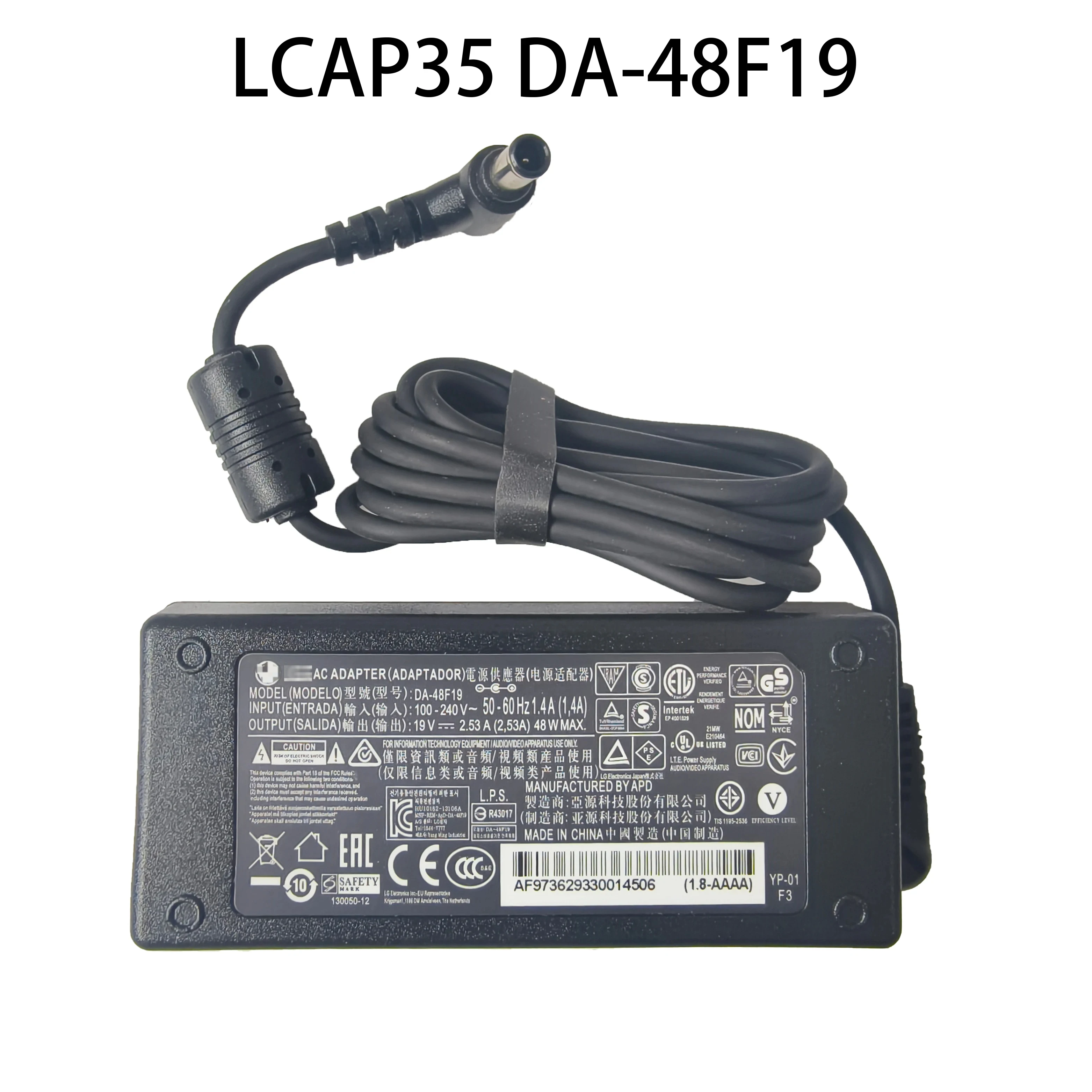 

Brand New Compatible with LG Power Adapter LCAP35 DA-48F19 Output 19V 2.53A 48W Supply Charger