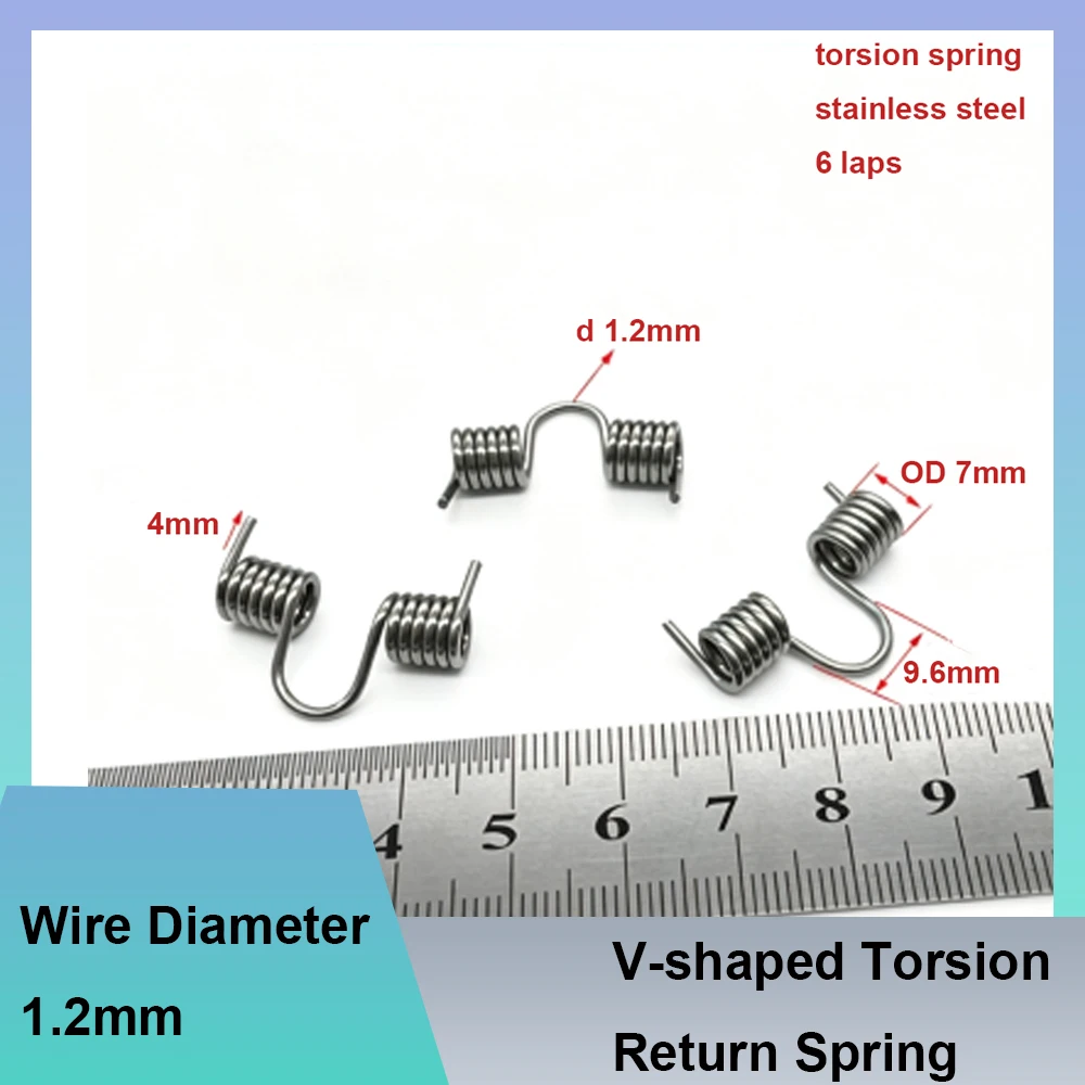 V-shaped Torsion Return Spring Wire Diameter 1.2mm High Strength Stainless Steel Small Torsion Spring Pull Back Torsion Clips