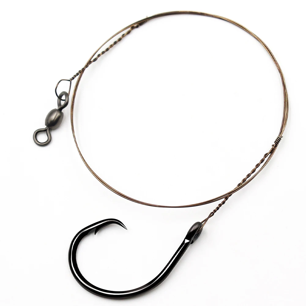 ZYZHE 1/3 Stück Meeresfisch-Angelhaken Monofilament 100/150LB Stahlschnur mit 6/0 # 8/0 # 10/0 # 80cm Angelhaken für Vorderlinie – Detail 11