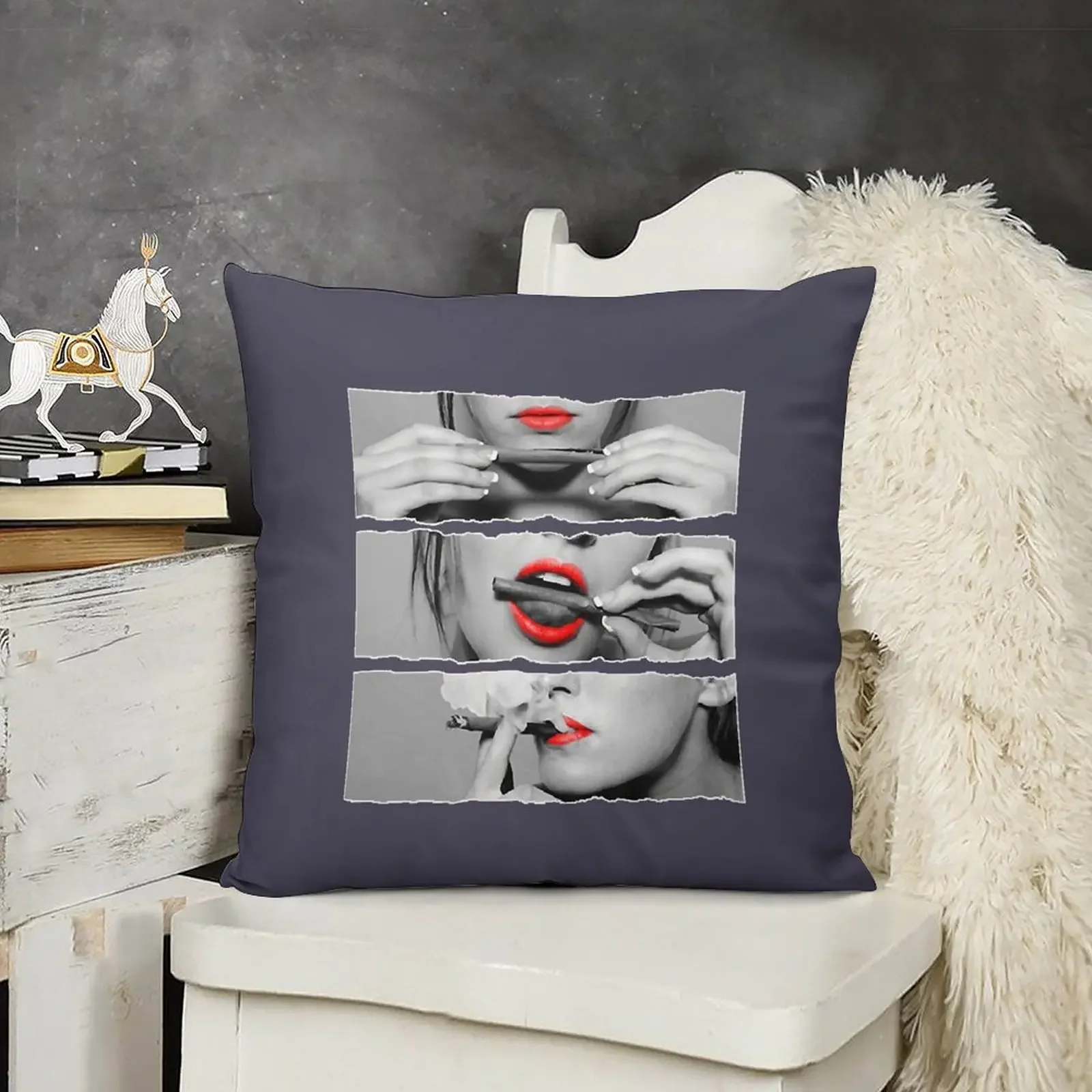 

Roll It Lick It Smoke It Red Lips Pretty Lady Smoking Throw Pillow luxury decor christmas decorations 2025 pillow