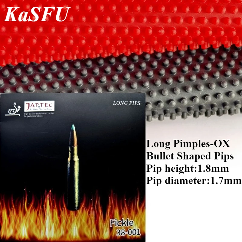

KaSFU OX Table Tennis Rubber Bullet Shaped Long Pimples Pip Height 1.8mm Ping Pong Rubber Weird Anti Spin Arc Attack and Defense