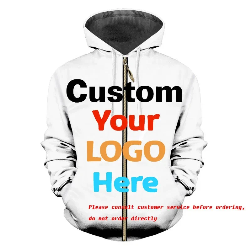 Hoodie cetak 3D kustom untuk pria pakaian desain DIY tim ritsleting jaket Sweatshirt kustom mantel jaket Dropshipping atasan